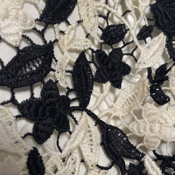 Vintage circa 1950s 1960s Sheath Wiggle Dress Cocktail Floral Lace Black Ivory S - Picture 14 of 16